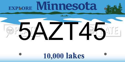5AZT45 Minnesota License Plate