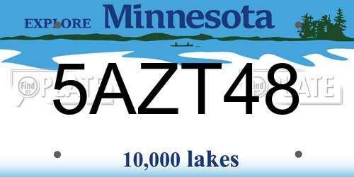 5AZT48 Minnesota License Plate