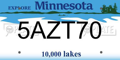 5AZT70 Minnesota License Plate