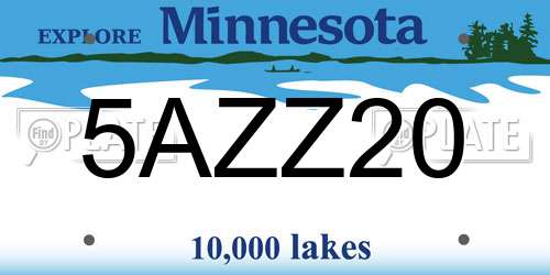 5AZZ20 Minnesota License Plate