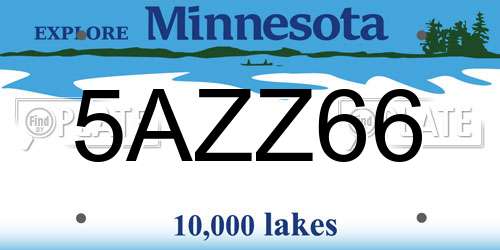 5AZZ66 Minnesota License Plate
