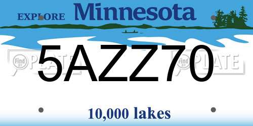 5AZZ70 Minnesota License Plate