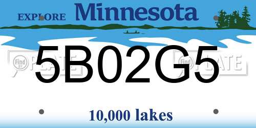 5B02G5 Minnesota License Plate