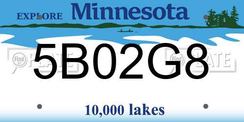 5B02G8 Minnesota License Plate