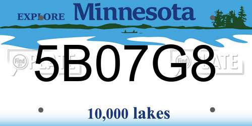 5B07G8 Minnesota License Plate