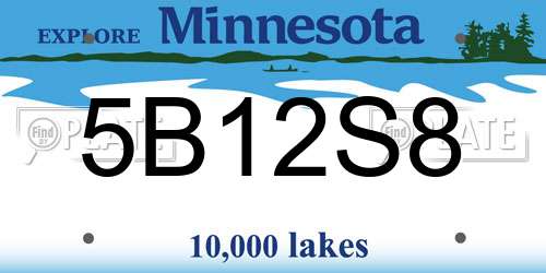 5B12S8 Minnesota License Plate