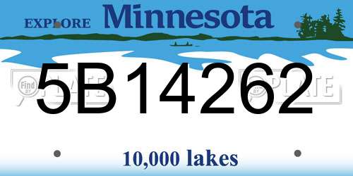 5B14262 Minnesota License Plate