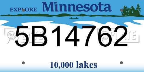 5B14762 Minnesota License Plate