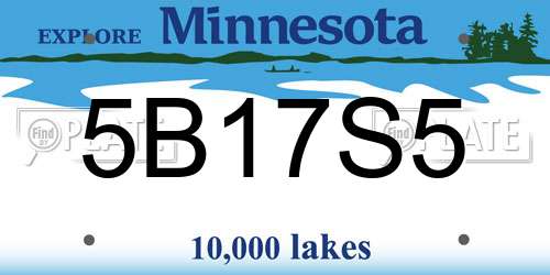 5B17S5 Minnesota License Plate