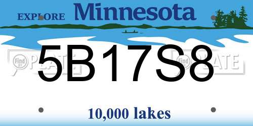 5B17S8 Minnesota License Plate