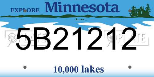 5B21212 Minnesota License Plate
