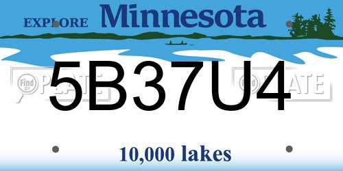 5B37U4 Minnesota License Plate