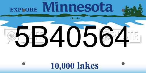 5B40564 Minnesota License Plate