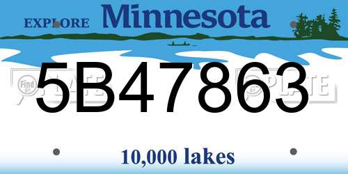 5B47863 Minnesota License Plate