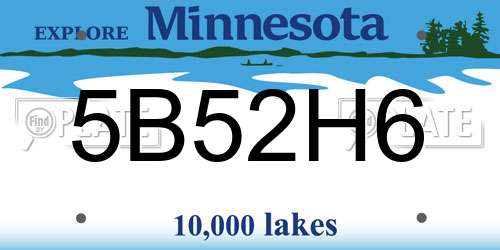 5B52H6 Minnesota License Plate
