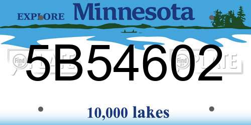 5B54602 Minnesota License Plate