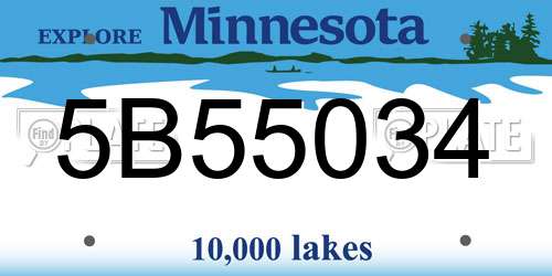 5B55034 Minnesota License Plate