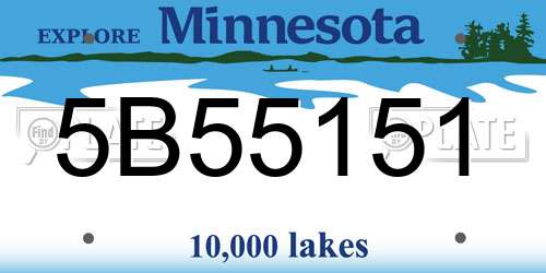 5B55151 Minnesota License Plate