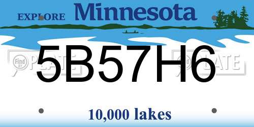 5B57H6 Minnesota License Plate