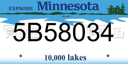 5B58034 Minnesota License Plate