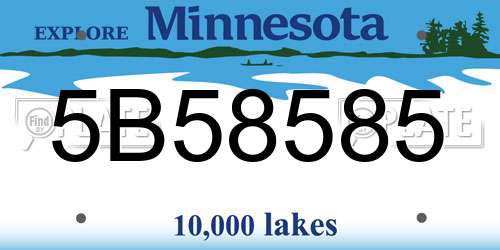5B58585 Minnesota License Plate