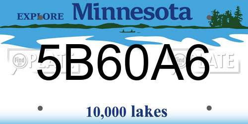 5B60A6 Minnesota License Plate