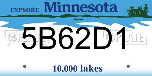 5B62D1 Minnesota License Plate
