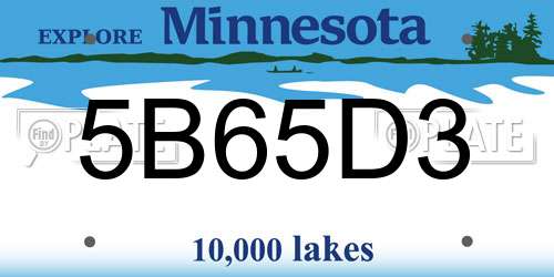 5B65D3 Minnesota License Plate