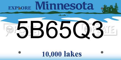 5B65Q3 Minnesota License Plate