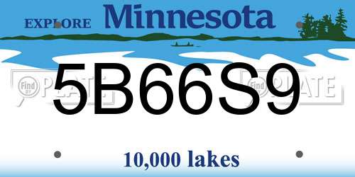 5B66S9 Minnesota License Plate