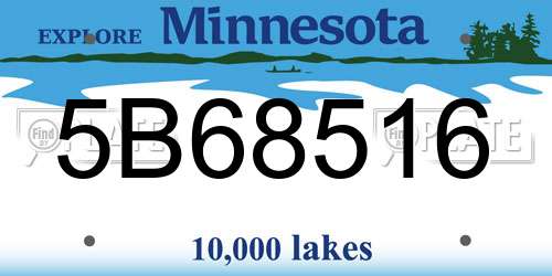5B68516 Minnesota License Plate