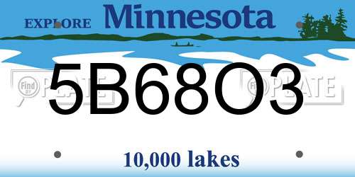 5B68O3 Minnesota License Plate