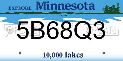 5B68Q3 Minnesota License Plate