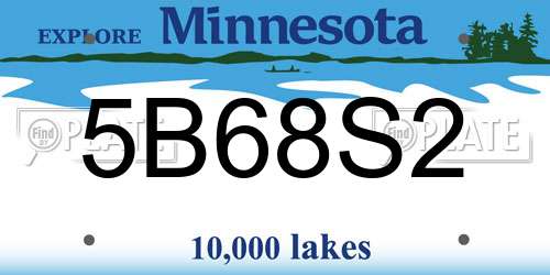 5B68S2 Minnesota License Plate
