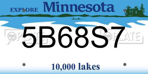 5B68S7 Minnesota License Plate