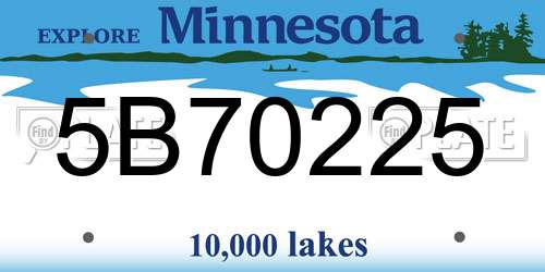 5B70225 Minnesota License Plate