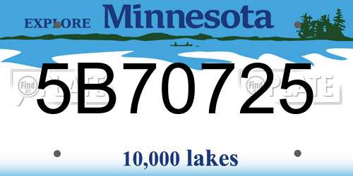 5B70725 Minnesota License Plate