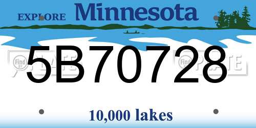 5B70728 Minnesota License Plate