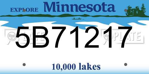 5B71217 Minnesota License Plate
