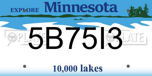 5B75I3 Minnesota License Plate