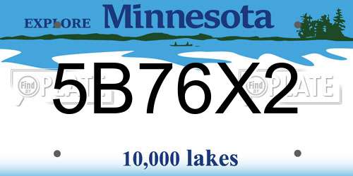 5B76X2 Minnesota License Plate