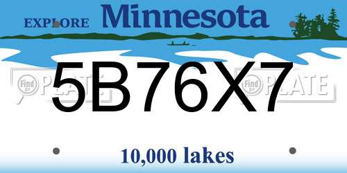 5B76X7 Minnesota License Plate