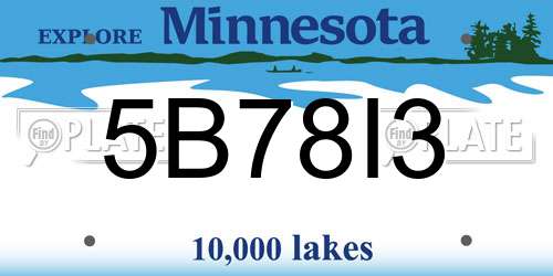 5B78I3 Minnesota License Plate