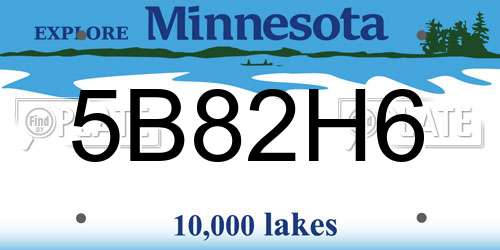 5B82H6 Minnesota License Plate