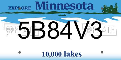 5B84V3 Minnesota License Plate