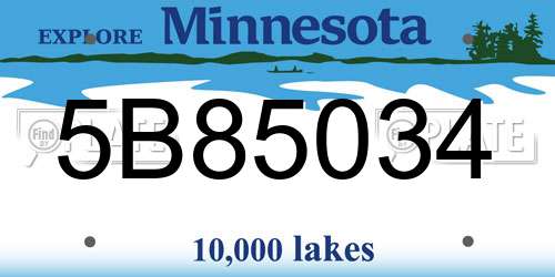 5B85034 Minnesota License Plate