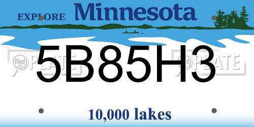 5B85H3 Minnesota License Plate