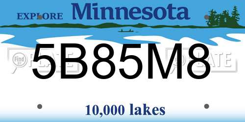 5B85M8 Minnesota License Plate