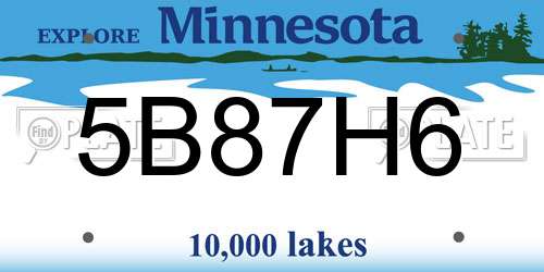 5B87H6 Minnesota License Plate