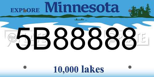 5B88888 Minnesota License Plate